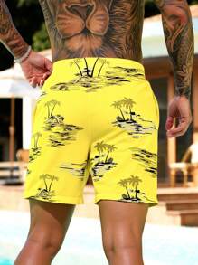 Manfinity Swimmode Men's Coconut Tree Print Casual Beach Shorts - Multicolor - View 2