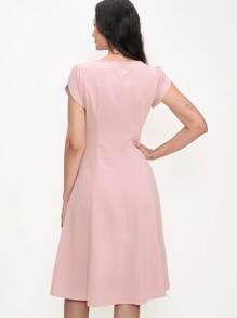 EMERY ROSE Gardenwed 女士 V 领鸡尾酒会礼服女士晚礼服短袖摇滚礼服节女士婚礼宾客礼服工作服