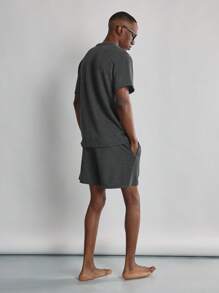 SUMWON 舒适纹理亨利短套装家居服两件套运动休闲服秋季春夏季舒适家居必需品