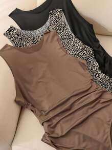 SHEIN Essnce Body sin mangas con drapeado minimalista de talla grande - Multicolor - Ver 2