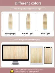 4 件装 8 个夹子直发接发 100% 真人发色 P27/613# 金色挑染浅金色 12-18 英寸双纬隐形夹发接发雷米天然真人发适合女性女孩日常全头使用