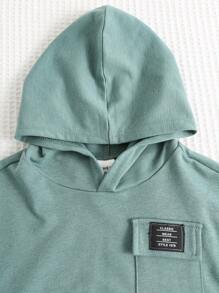 SHEIN 2 件装男婴夏季可爱休闲运动连帽衫上衣和短裤套装 - 彩色 - 查看 6