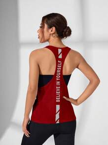 Gameset SHEIN Sport Women's Letter Printed Everyday Fitness Racerback Tank Top - Red - View 3