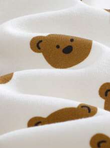 Cozy Pixies 男婴舒适睡衣套装：卡通熊印花柔软针织圆领短袖上衣配松紧腰短裤，2 件