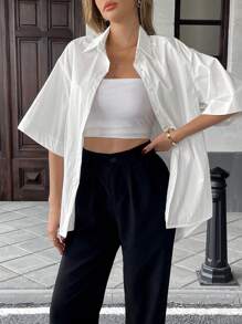 Chiquease Women's French Elegant Commute & Vacation White Summer Casual Blouse - White - View 1