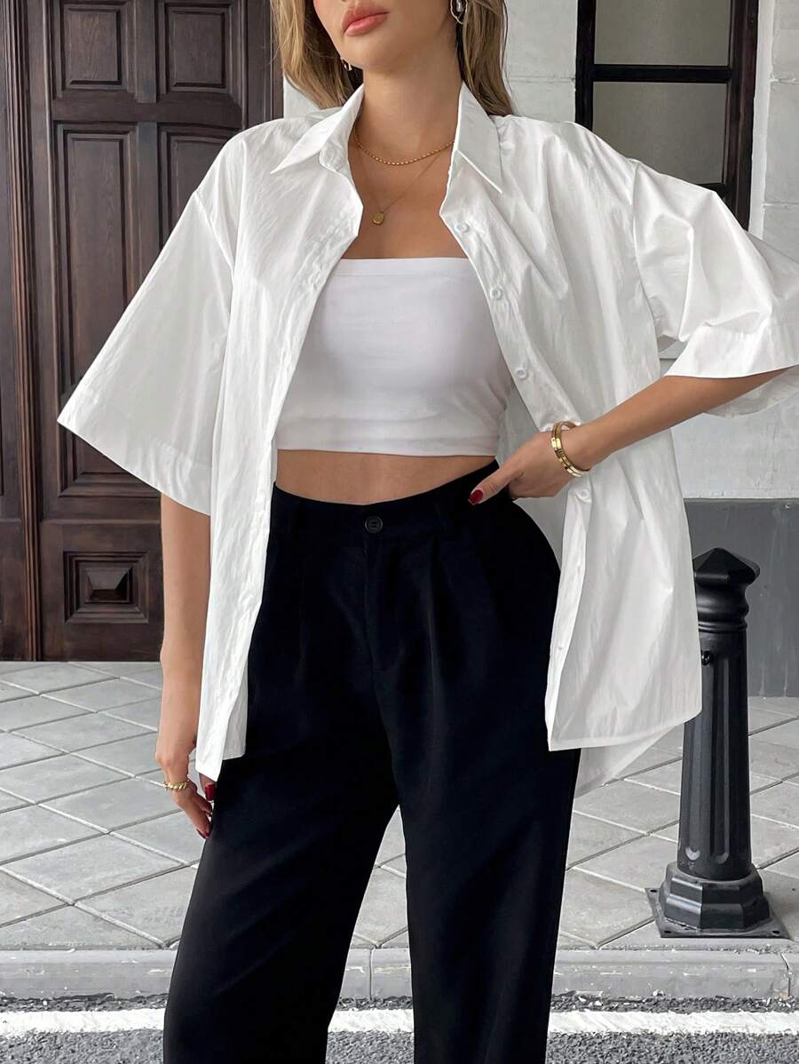 Chiquease Women's French Elegant Commute & Vacation White Summer Casual Blouse - White - View 1