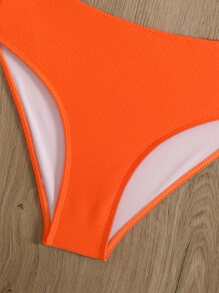 SHEIN Swim Conjunto de bikini de una pieza con corte sexy en unicolor para mujer, ideal para playa de verano