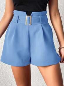 Firerie Femmes Short taille haute unicolore, casual/bureau