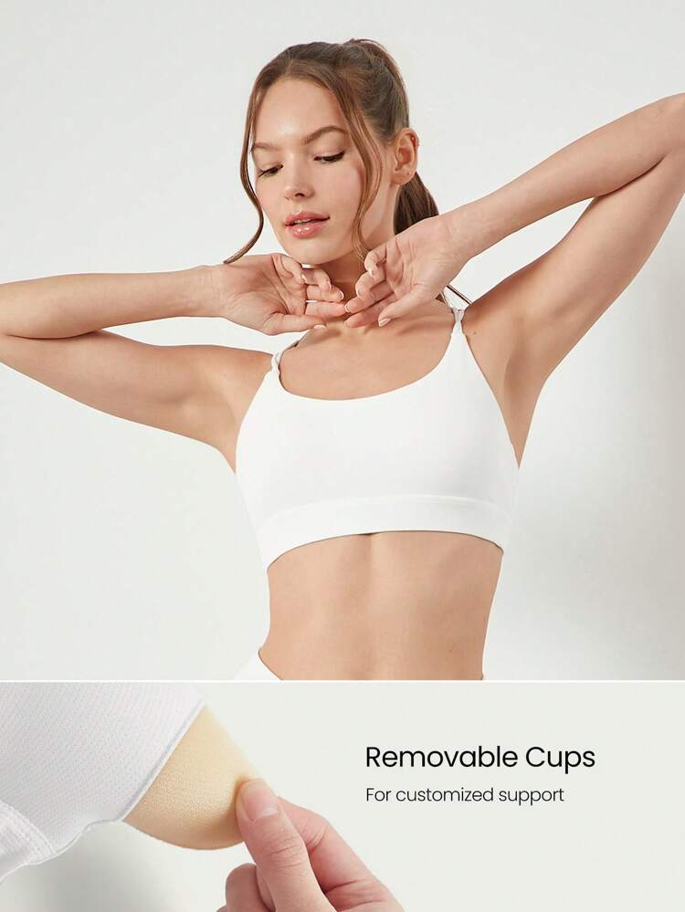 FeatherFit™ Strappy Back Sports Bra Tank Top Low Impact Yoga Pilates Daily Spring Summer