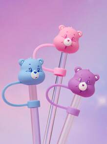 SHEIN X Care Bears 可爱蓝色小熊吸管套，防尘可重复使用，适用于直径 8-10 毫米的吸管，本产品不含吸管，情人节礼物