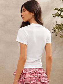 WESTFADE 夏季美味樱桃图案印花可爱圆领修身短款婴儿 T 恤西部纳什维尔春假休闲海滩度假