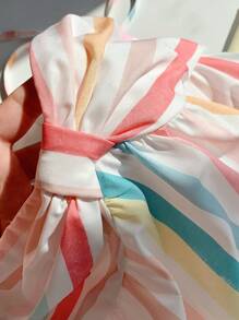 Comfortcana Bohemian Multicolor Striped Mini Slip Dress, Summer Resort Wear - Multicolor - View 6