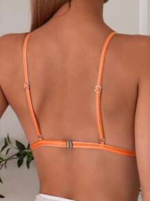 Swim Mod Women's Vacation Removable Padded Striped Bikini Top For Summer - Orange - View 4