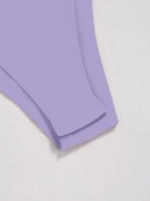 Chiquease Minimalist Solid Color Sleeveless Bodysuit, Fashionable Suitable For Summer - Purple - View 3