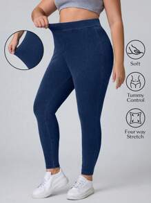 Flexra Plus Size Stretch Slim Fit Stretchy Knit Casual Jeans - Dark Wash - View 1