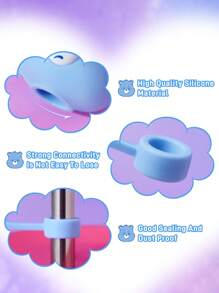 SHEIN X Care Bears 可爱蓝色小熊吸管套，防尘可重复使用，适用于直径 8-10 毫米的吸管，本产品不含吸管，情人节礼物