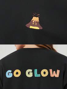 GLOWMODE X Nature Dream Bali Pima Cotton Comfy Oversized Embroidered Logo Tee T-Shirt Daily Casual Wear - Black - View 9