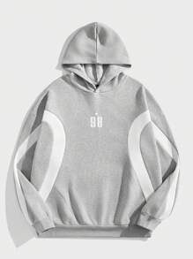 NEON BLANC Unisex Loose Fit Knit Patchwork Raglan Sleeves Digital Graphic Print Hoodie, Suitable For Autumn/Winter Season