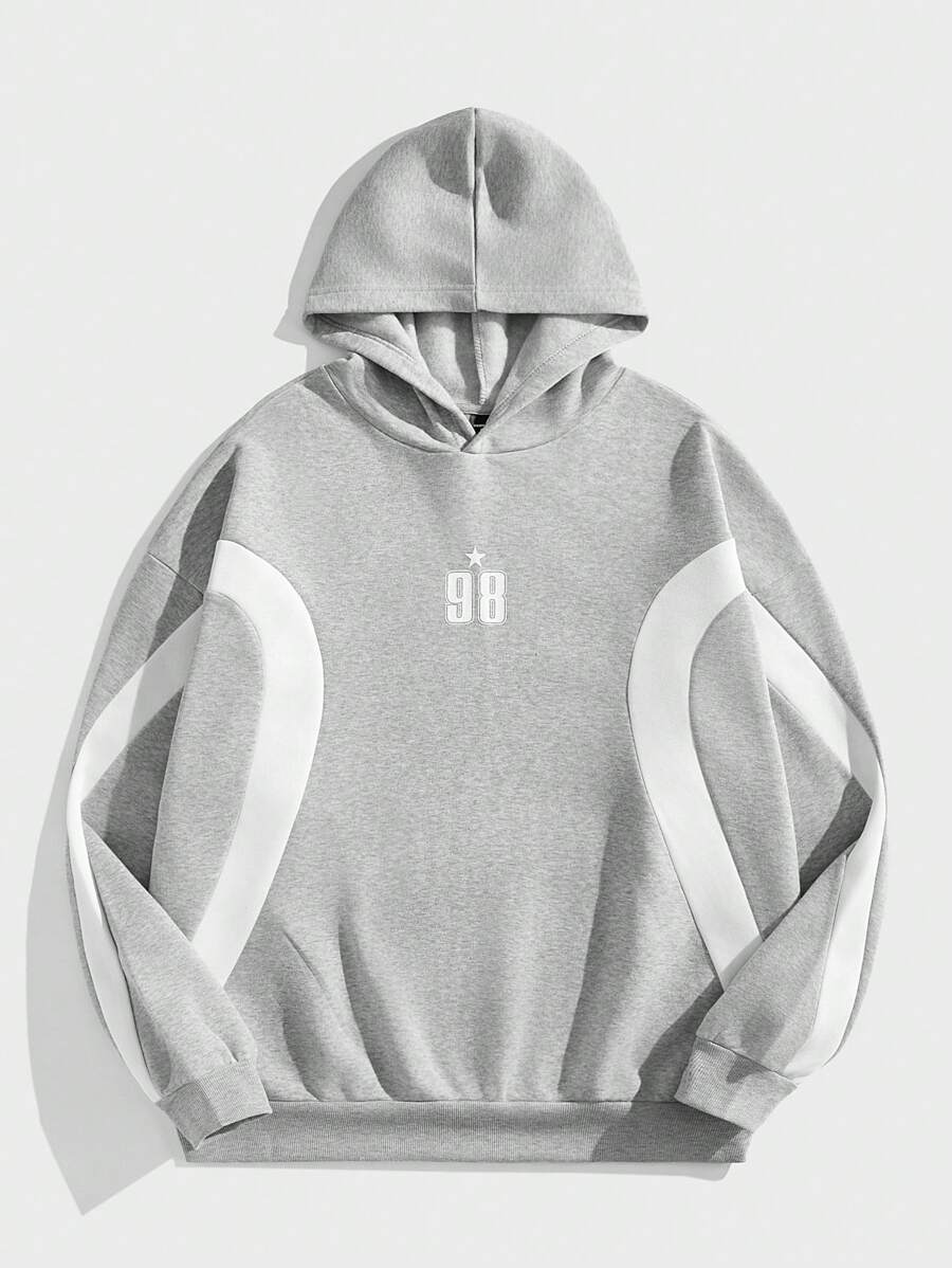 NEON BLANC Unisex Loose Fit Knit Patchwork Raglan Sleeves Digital Graphic Print Hoodie, Suitable For Autumn/Winter Season