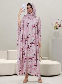 Al Najma Women's Turkish Long Dress & Arabic Traditional Long Robe Kaftan Jalabiya Dress - Pink - View 6