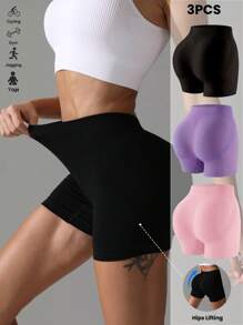 SHEIN Sports Solid Color Minimalist Athletic Shorts, Suitable For Summer Biker Shorts Spandex Short - Multicolor - View 1