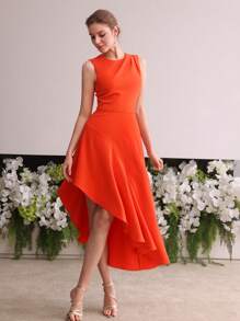 MOTF Soiréza ASYMMETRICAL HEM COCKTAIL DRESS - Burnt Orange - View 4