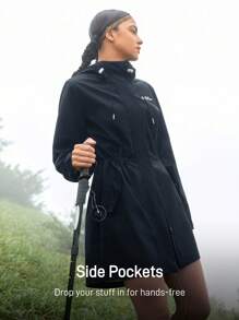 In My Nature 女式纯色长袖连帽雨衣，带口袋，户外徒步女装