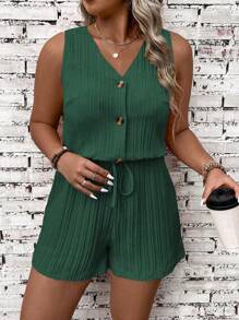 EMERY ROSE Combinaison oversize sans manches de couleur unie, mode minimaliste adaptée à l'été