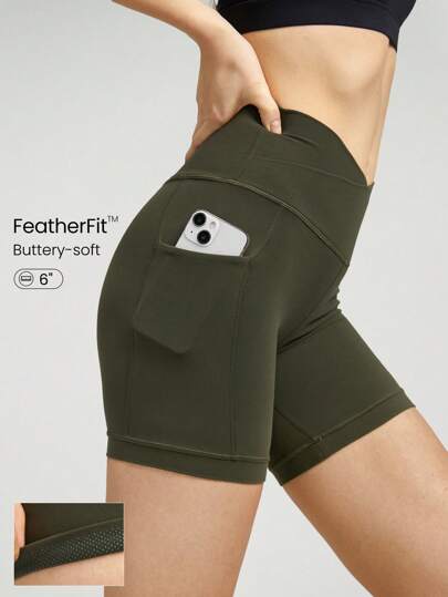 GLOWMODE 6" FeatherFit™-laenderuebergreifende Anti-Roll-Down-Laufshorts, atmungsaktive Radfahren Gym Workout