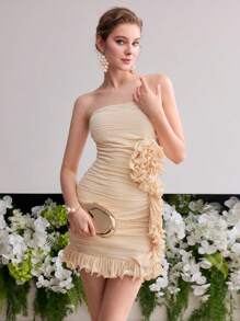 MOTF Soiréza TEXTURED RUFFLED TUBE DRESS
