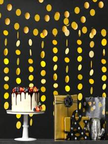 SHEIN Basic living 36pcs Gold Party Decorations Circle Dots Garland Metallic Gold Light Pink And White Hanging Polka Dot Streamer For Women Birthday Shower Bridal Shower Wedding Princess Party Supplies,Christmas