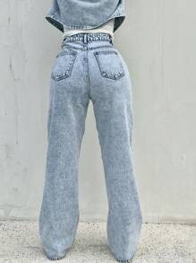 SHEIN EZwear Vaqueros rectos de denim azul de corte delgado para mujer, adecuados para fiestas, vacaciones, citas, Día de San Valentín, merienda, estilo de verano / prendas de vestir de verano, se pueden usar todo el año, para vacaciones de primavera/verano, apropiados para el verano, outfits de verano azul, prendas de vestir de vacaciones para mujer, Pascua, primavera, estilo occidental, atuendos de oficina para mujer, atuendos de rave, vestido para baby shower, cottagecore, atuendos de campo para mujer, elegante, vestidos para mujer, vestido de playa, vestido de graduación, vestido de vacaciones, vestido de Pascua, vestido de sol