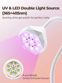 Teckwe 指甲烘干机和固化灯，多功能实用的设计 - 白色 - 查看 5