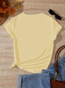 INAWLY Women's Sunflower Christian T-Shirt, Bible Verse Round Neck Tee - Yellow - View 2
