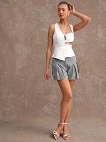 L'Amorae 夏季女士，女士，优雅不对称镂空春季紧身胸衣白色上衣，女式上衣，女式背心，夏季上衣，背心，夏季女式上衣。适合约会之夜、音乐会、派对、俱乐部、晚会、音乐节 - 白色 - 查看 3