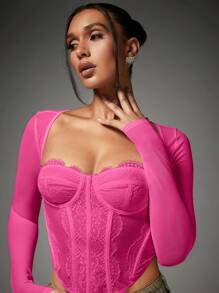 SHEIN BAE 迷人优雅女士休闲上衣，适合夏季 - 玫紅色 - 查看 3