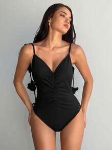 Aloruh Body negro con estampado floral 3D sin espalda