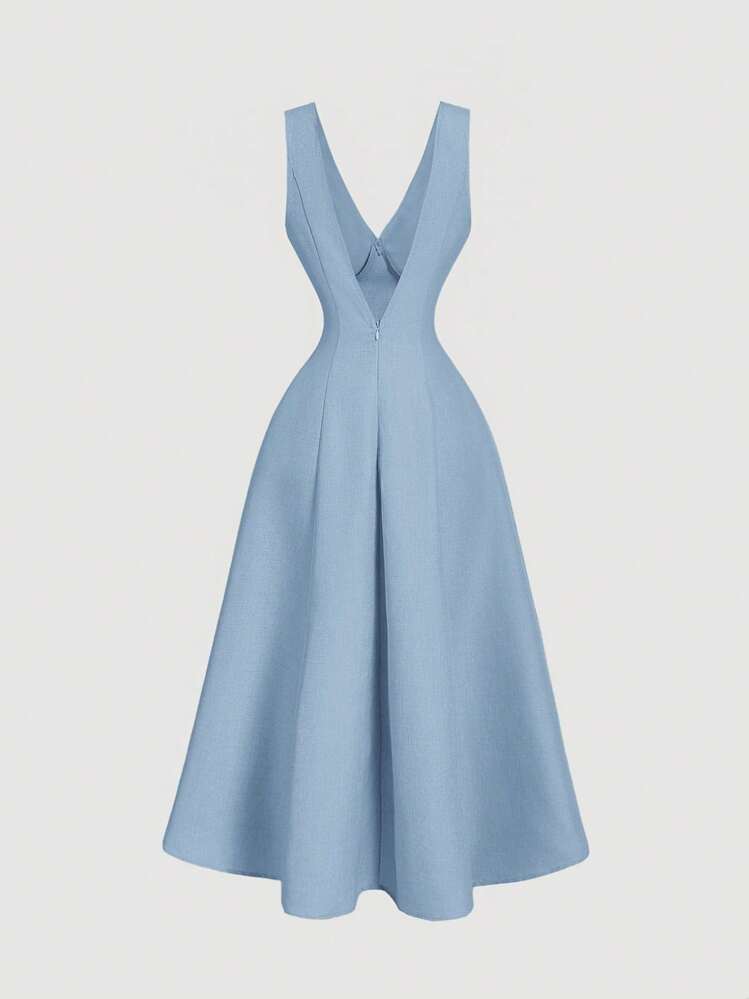 shein linen dress Women's Summer Solid Color Linen Blend Casual Elegant Dress