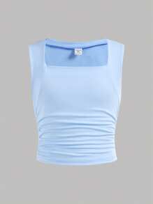 SHEIN Girlism 2 件套 Tween 女童休闲修身舒适方领吊带背心