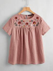 SHEIN VCAY Floral Embroidery Top