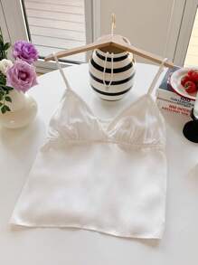 Comfortcana Top de tirantes con escote en V y volantes, nuevo para verano para mujer, color blanco