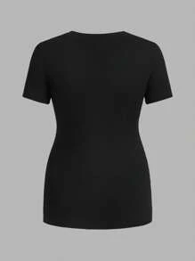Modmama Maternity Short Sleeve Round Neck Solid Color Casual T-Shirt - Multicolor - View 5