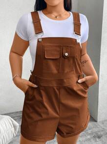 SHEIN MOOSTA Plus Size Solid Color Casual Jumpsuit, Suitable For Summer