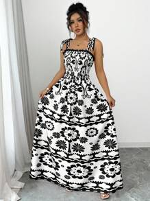 Calvaya Women's Digital Print Long Camisole Dress