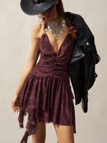 Bohemela Boho Women Backless Fitted Asymmetrical Hem Mini Knit Dress