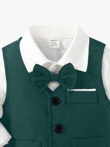 SHEIN 2-częściowy garnitur dla dżentelmena: prosta kamizelka i długie spodnie, modny odpowiedni na przyjęcie urodzinowe, wieczorne przyjęcie, występ, wesele