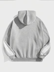 NEON BLANC Unisex Loose Fit Knit Patchwork Raglan Sleeves Digital Graphic Print Hoodie, Suitable For Autumn/Winter Season