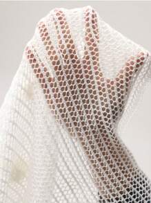 Vestido de praia longo sem mangas com estampa floral de crochê feito à mão feminino com fenda lateral alta, férias de verão - Branco - Ver 6