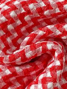 SHEIN Conjunto de 2 piezas de traje de baño para adolescentes con escote de corbata, corte lateral y estampado rojo a cuadros para vacaciones en la playa, trajes de baño de 2 piezas, bikinis para adolescentes, trajes de baño de 2 piezas para niñas