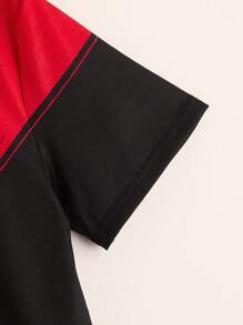 SHEIN Tween Boy Expression Print Two Tone Tee - Multicolor - View 4